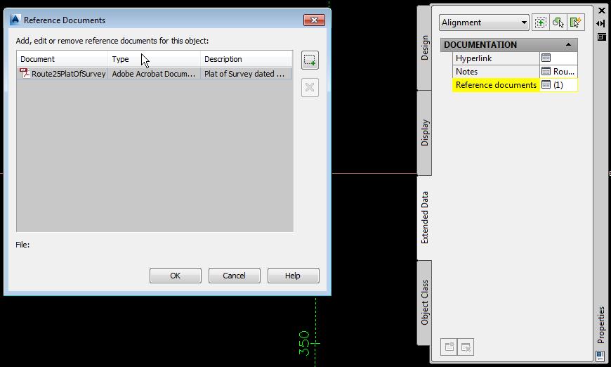 Extended Data tab of the AutoCAD Properties Palette