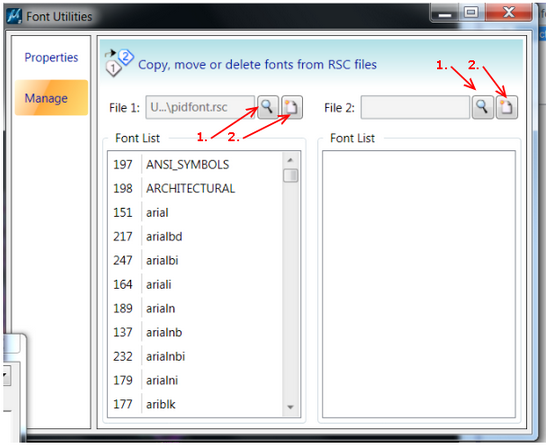 Manage MicroStation Font Utilities 