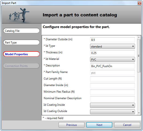 Specify Model Properties for new part