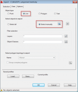 Civil 3D Map Export dialog box