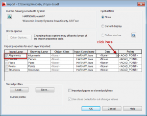 map import dialog for Civil 3D