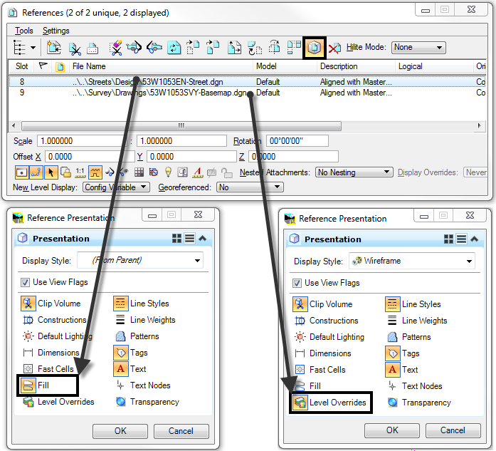 Set Reference Presentation View Flags Dialog MicroStation