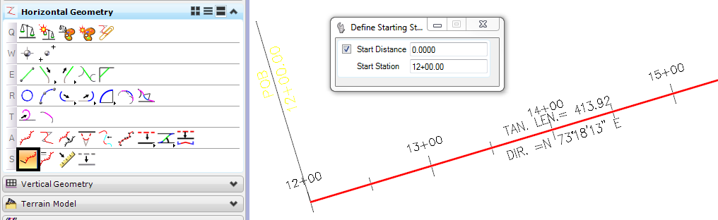 openroads change stationing Show Station