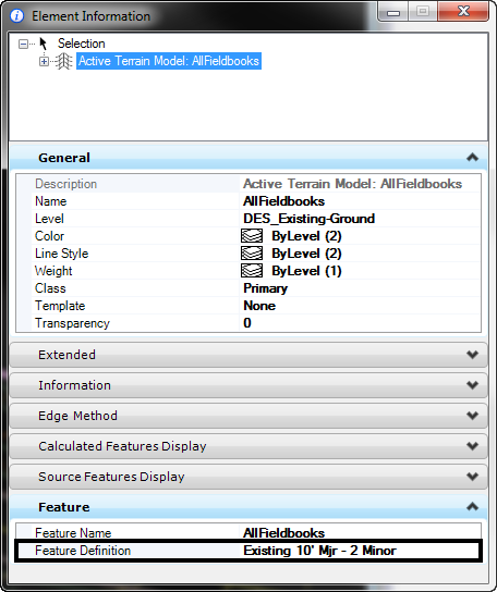 openroads profile symbology feature definition