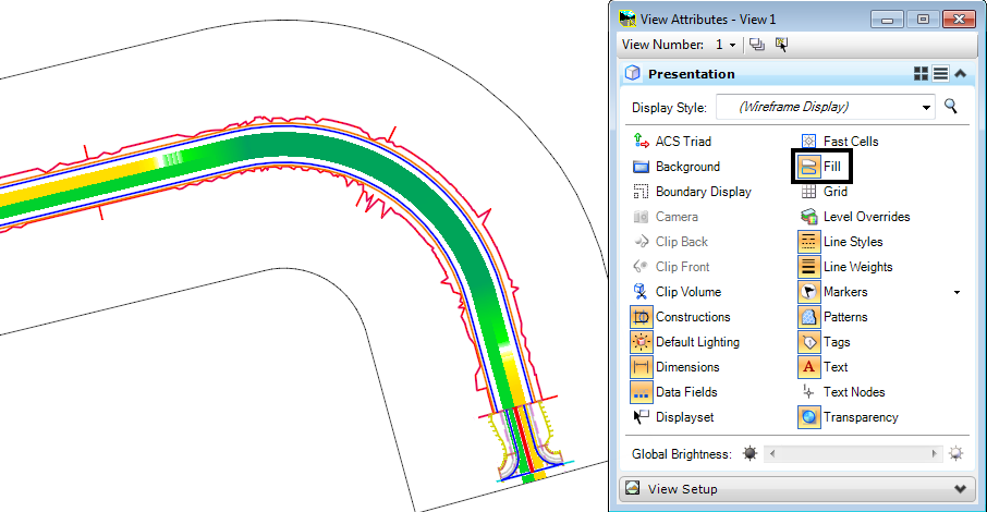 openroads superelevation color coded display