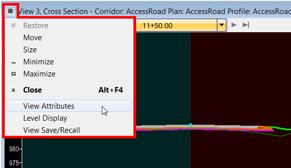 OpenRoads View Attribs Cross Section Header Icon