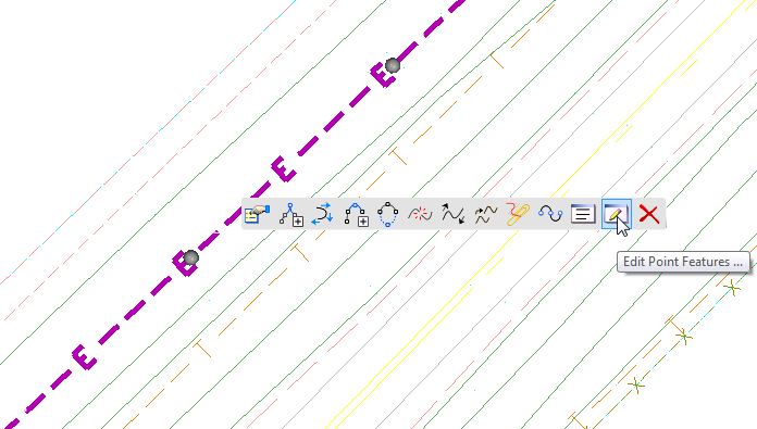 openroads mini toolbar popup info survey linear feature