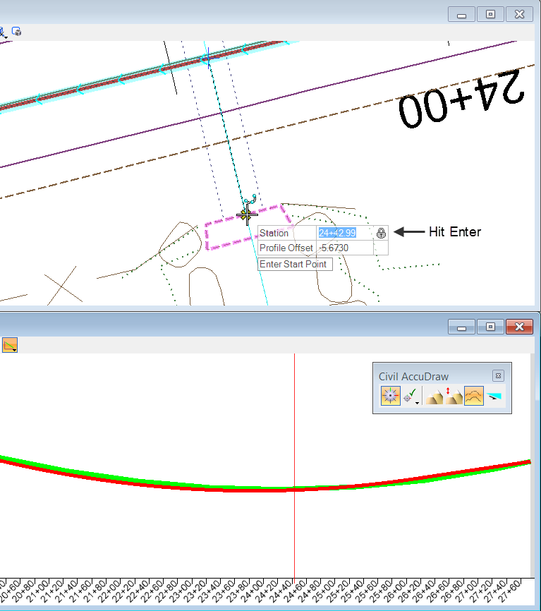 civil accudraw plan view station lock