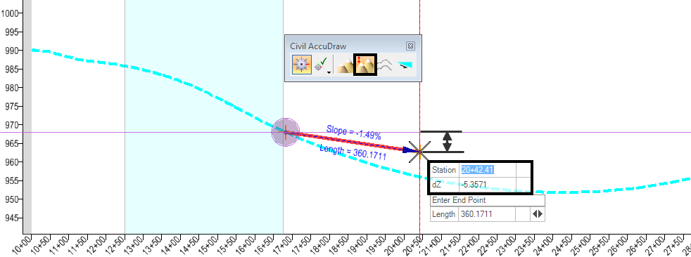 civil accudraw profile station delta elevation