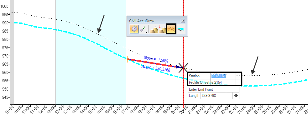 civil accudraw profile station profile offset