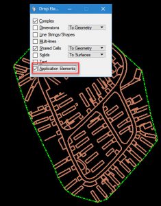 openroads microstation drop application elements