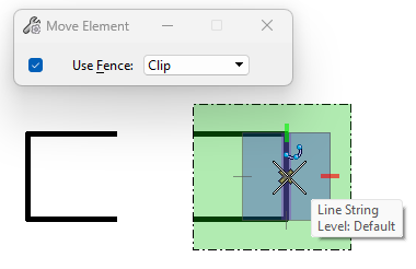 Two new line string elements created with Optimized Fence Clipping disabled.