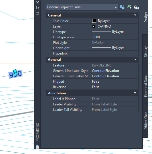 Labeled polyline within Civil 3D