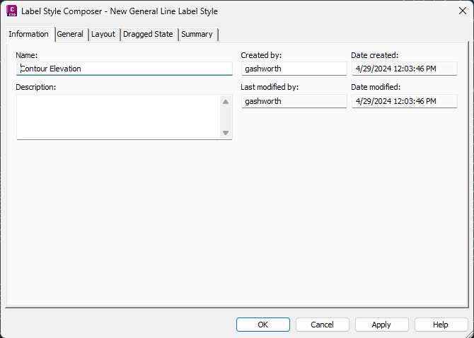 Naming line label style within Label Style Composer in Civil 3D